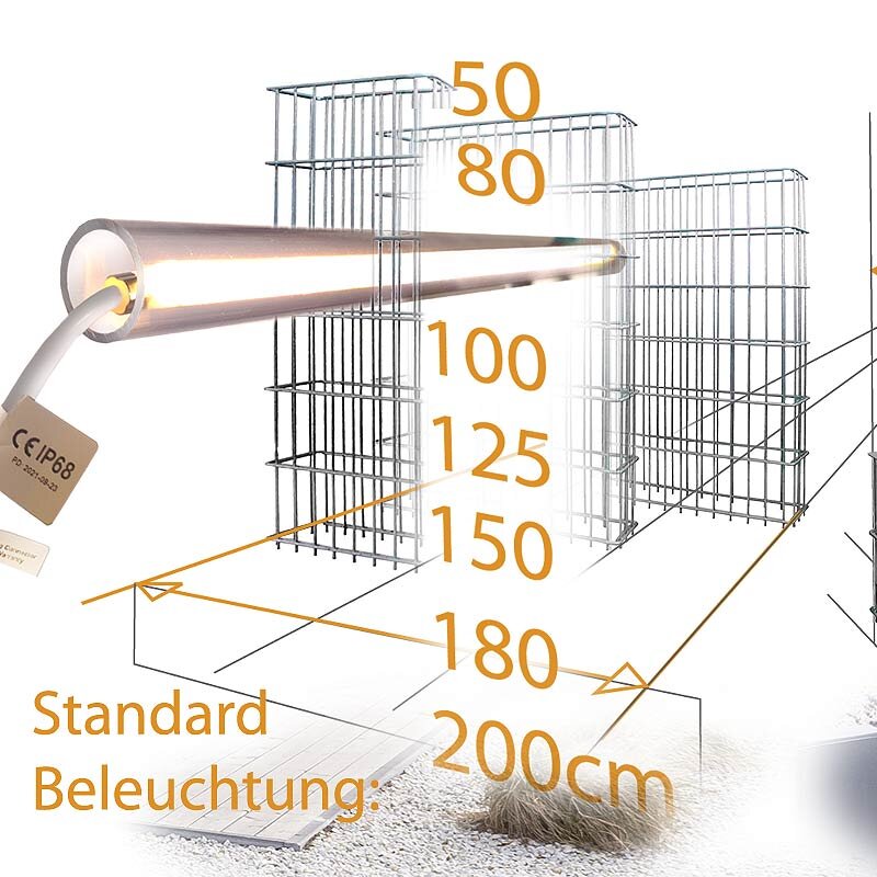 Gabione beleuchtet in Standardmassen